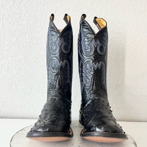 NEW Rod Patrick Mens Cowboy Boots 13.5AA Black Ostrich Leather Western Round Toe - Picture 5 of 12